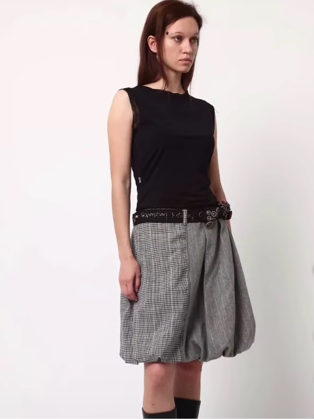 Desigual Gray and Black A-Line Button-Embellished Skirt Embroidered Beaded XS - Picture 10 of 10
